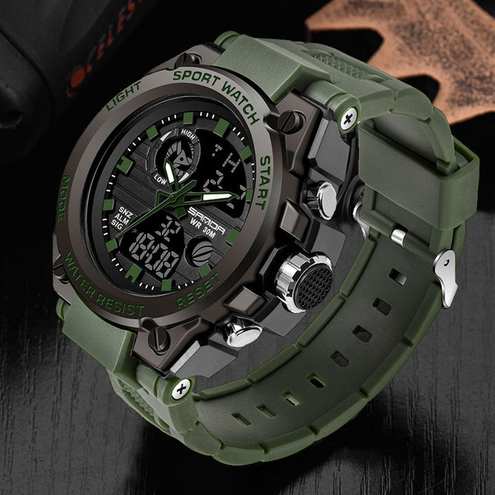"Wasserdichte, stoßfeste digitale Herren Armbanduhr mit ergonomischem Design und hochauflösendem LED-Display."