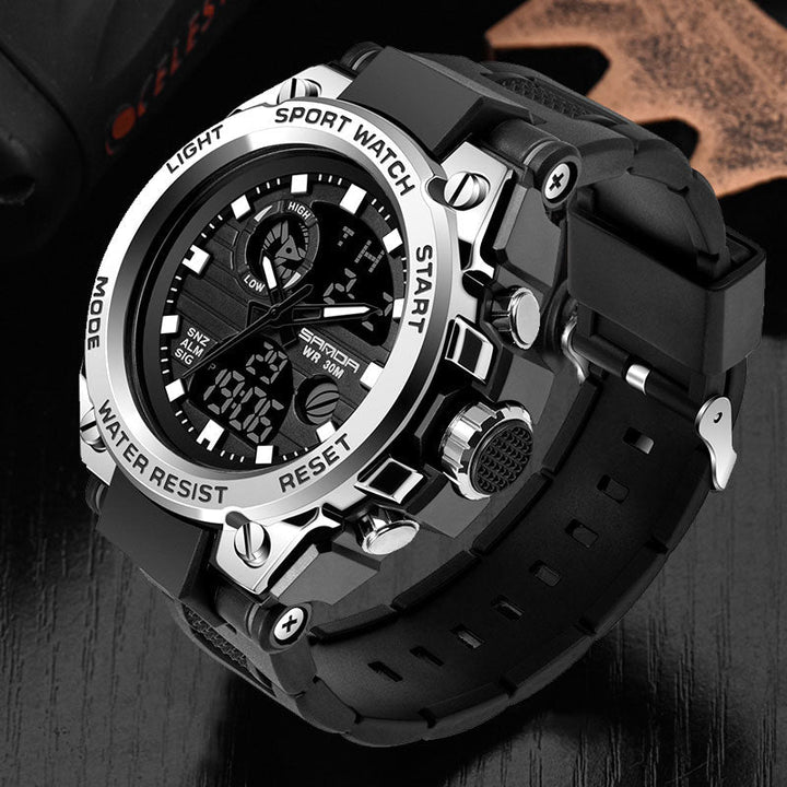 "Wasserdichte, stoßfeste digitale Herren Armbanduhr mit ergonomischem Design und hochauflösendem LED-Display."