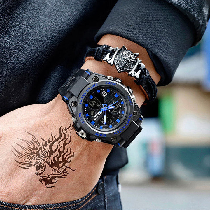 "Wasserdichte, stoßfeste digitale Herren Armbanduhr mit ergonomischem Design und hochauflösendem LED-Display."