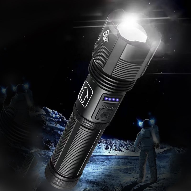 "Wasserdichte Taschenlampe mit Lasertechnik, militärqualität, aus robustem Aluminium, IPX8, für extreme Dunkelheit."
