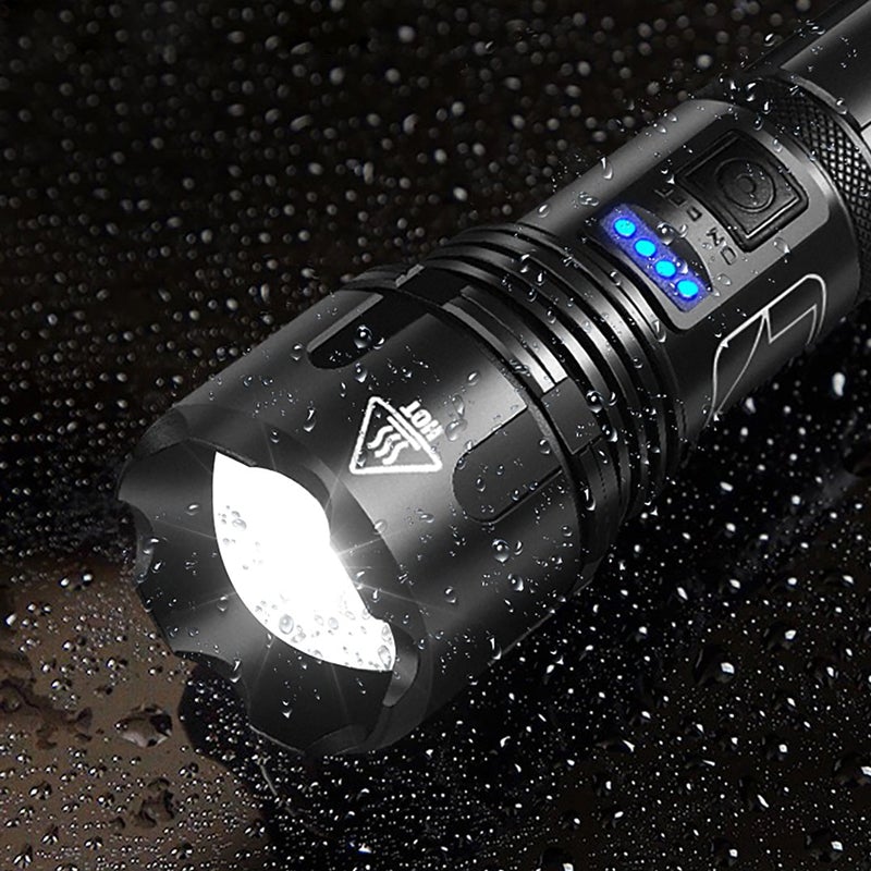 "Wasserdichte Taschenlampe mit Lasertechnik, militärqualität, aus robustem Aluminium, IPX8, für extreme Dunkelheit."