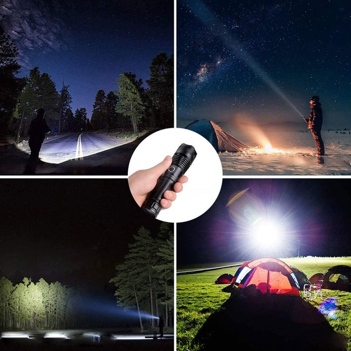 "Wasserdichte Taschenlampe mit Lasertechnik, militärqualität, aus robustem Aluminium, IPX8, für extreme Dunkelheit."