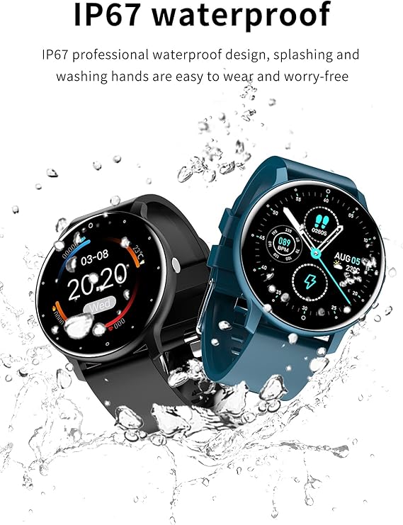 "Wasserdichte Unisex-Smartwatch mit Fitness Tracker und Herzfrequenzmesser, schlankes, modernes Design für aktive Lebensstile