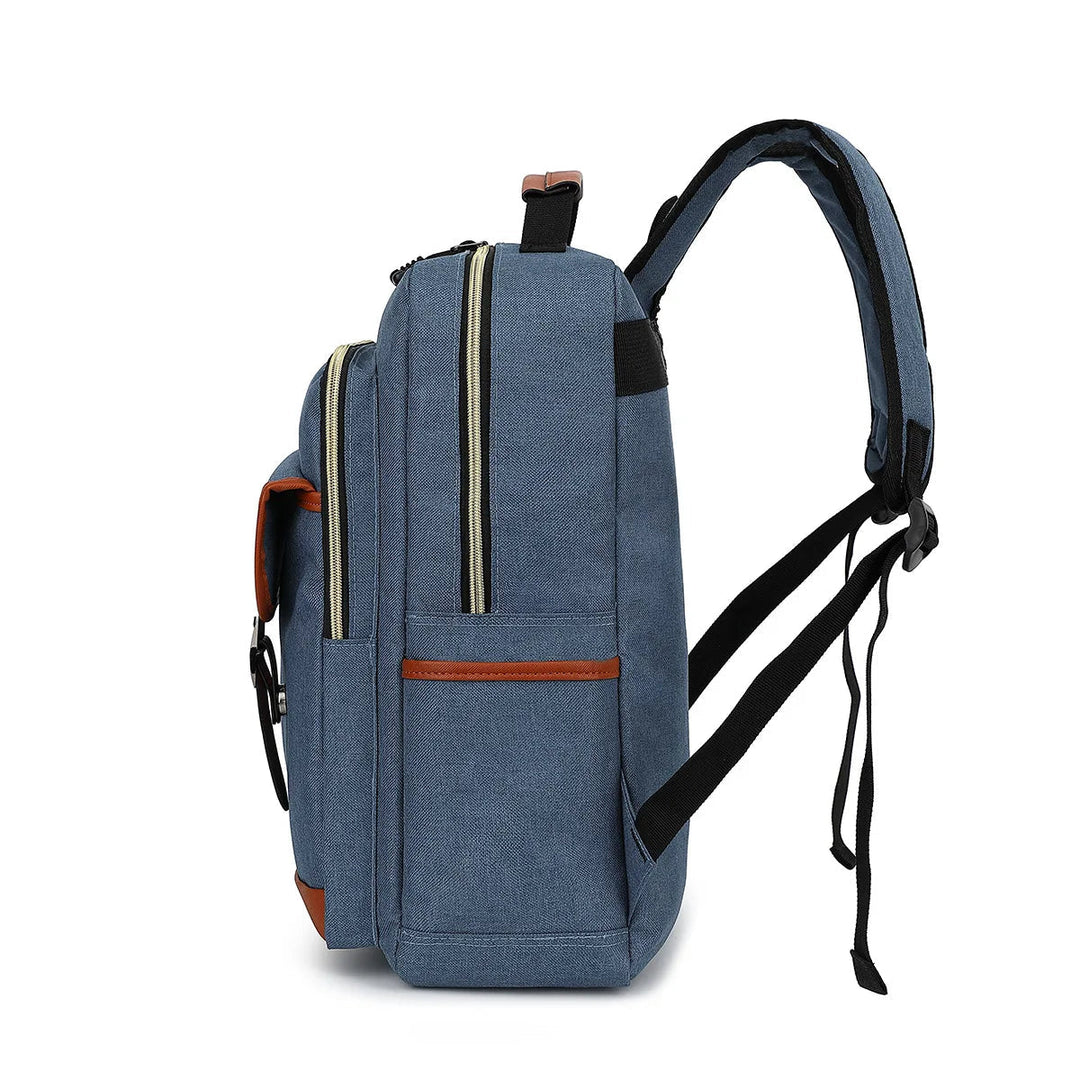 "Wasserdichter Laptop-Rucksack aus Canvas, vielseitig mit vielen Fächern, erhältlich in klassischen Farben, unisex Design."