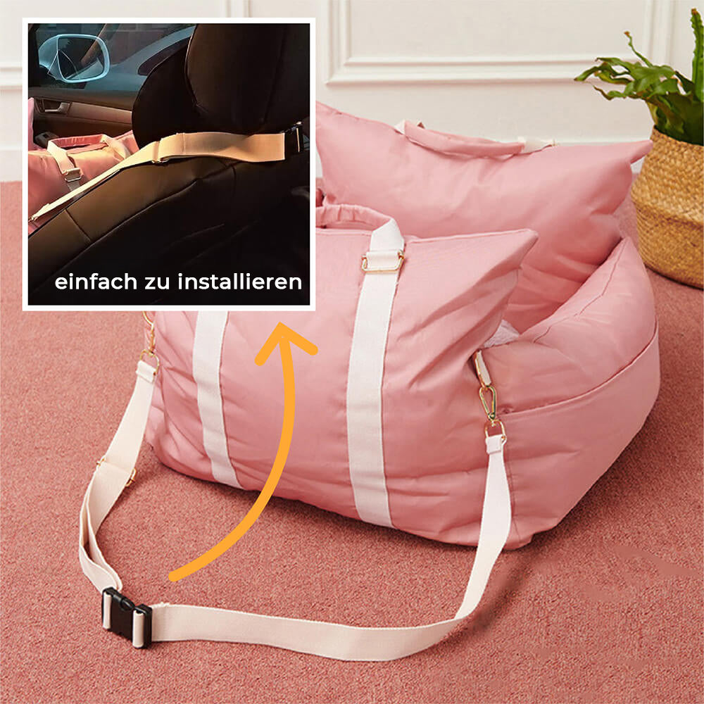 "Wasserdichtes Hunde-Autositzbett aus Oxford-Gewebe mit weicher Polsterung, Sicherheitskissen und rutschfester Unterseite."