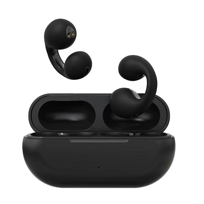 "Wasserdichtes, kabelloses Sport-Headset in Schwarz und Weiß, ergonomisches Design, Bluetooth-Verbindung, ideal für Sport."