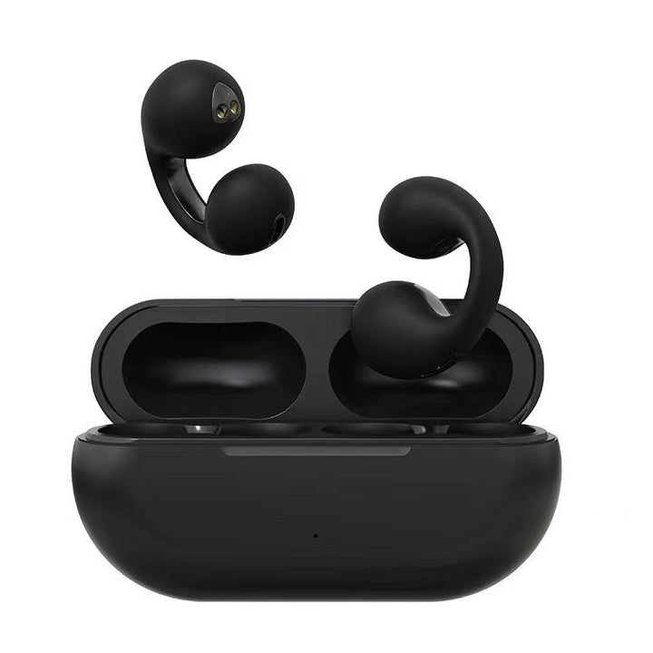 "Wasserdichtes, kabelloses Sport-Headset in Schwarz und Weiß, ergonomisches Design, Bluetooth-Verbindung, ideal für Sport."