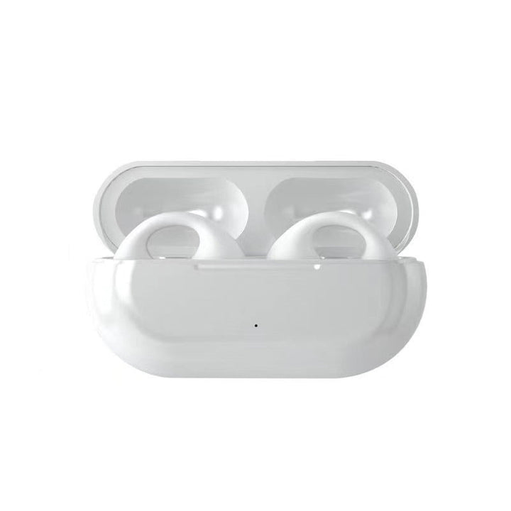 "Wasserdichtes, kabelloses Sport-Headset in Schwarz und Weiß, ergonomisches Design, Bluetooth-Verbindung, ideal für Sport."