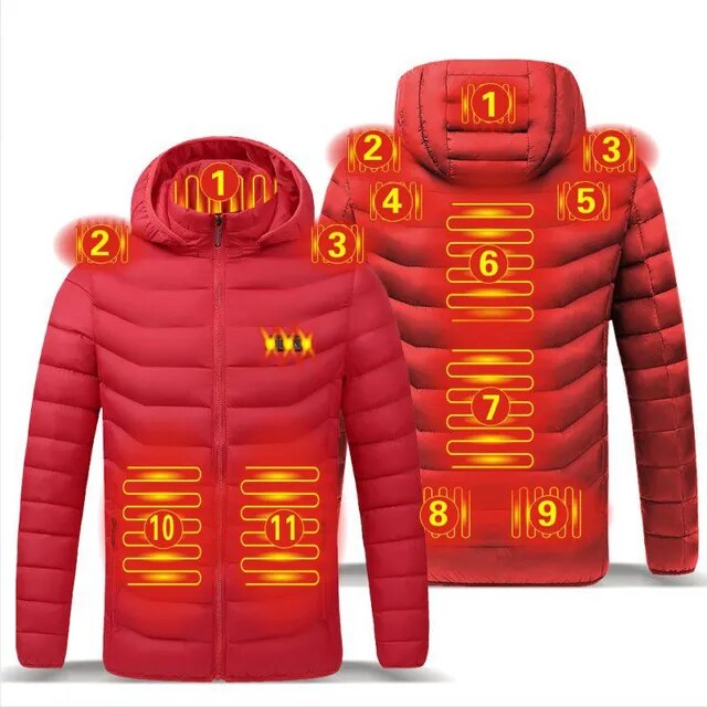 "Wasserfeste, intelligente USB-Heizjacke für Männer, stilvoll und warm, mit vielseitigem Design und Mehrfach-Heizbereichen."
