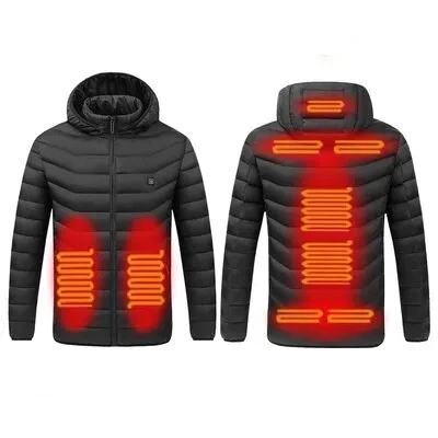"Wasserfeste, intelligente USB-Heizjacke für Männer, stilvoll und warm, mit vielseitigem Design und Mehrfach-Heizbereichen."