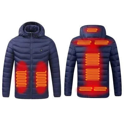 "Wasserfeste, intelligente USB-Heizjacke für Männer, stilvoll und warm, mit vielseitigem Design und Mehrfach-Heizbereichen."
