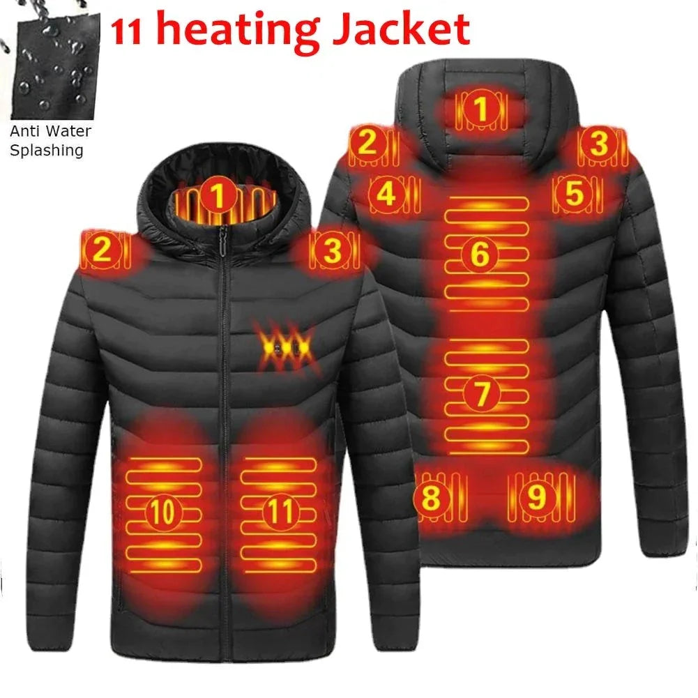"Wasserfeste, intelligente USB-Heizjacke für Männer, stilvoll und warm, mit vielseitigem Design und Mehrfach-Heizbereichen."
