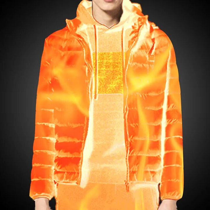 "Wasserfeste, intelligente USB-Heizjacke für Männer, stilvoll und warm, mit vielseitigem Design und Mehrfach-Heizbereichen."