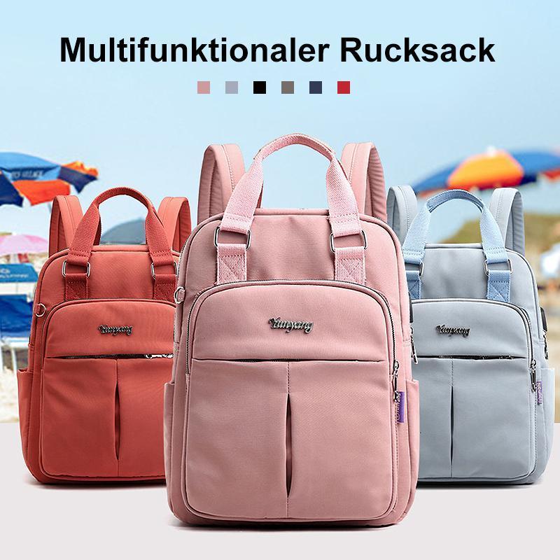 "Wasserfester Rucksack mit USB-Ladung, große Kapazität, schwarz, Vorderansicht; ideal für Reisen und Alltag."