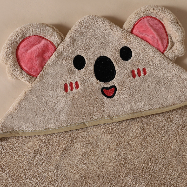 "Weicher Baby-Badumhang mit Kapuze aus Frottee, optimal 80x80 cm, in Tierdesigns, saugfähig und warm für Bademomente."