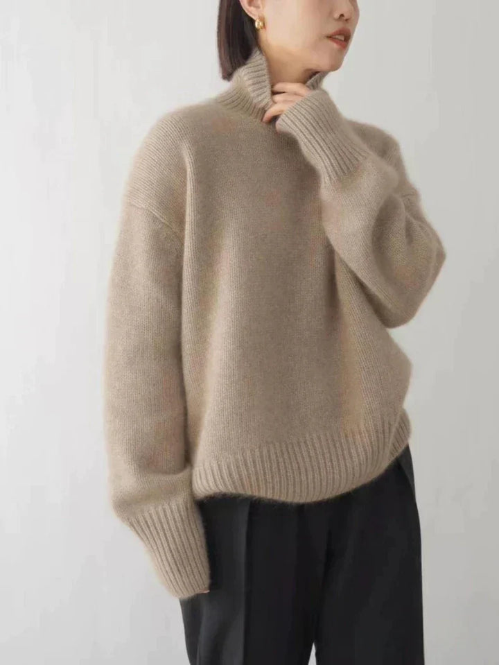 Weicher Kaschmir-Rollkragenpullover für Damen, elegant und warm, in Beige, Grau, Khaki, ideal für kalte Wintertage.