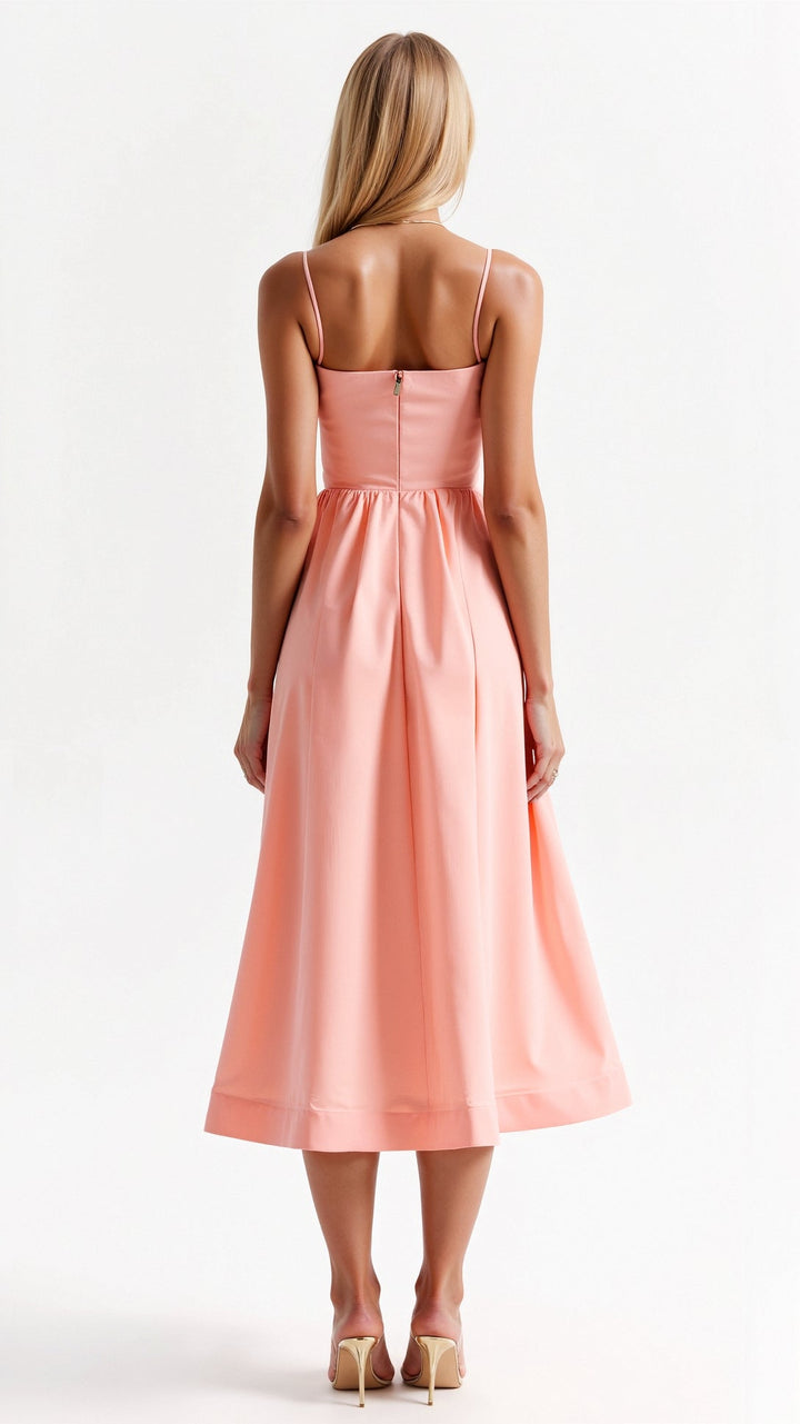 Weißes fließendes Midikleid für Damen, luftig leicht und elegant, ideal für vielseitige Anlässe und feminine Looks.