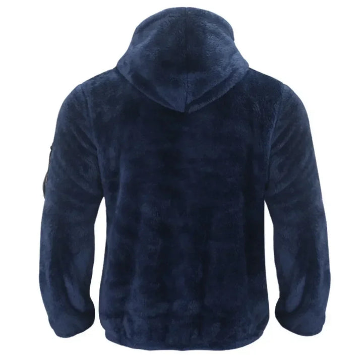 "Wetterfeste Herren-Winterjacke mit moderner Optik, Kapuze und Taschen, perfekt für Outdoor-Erlebnisse im Winter."