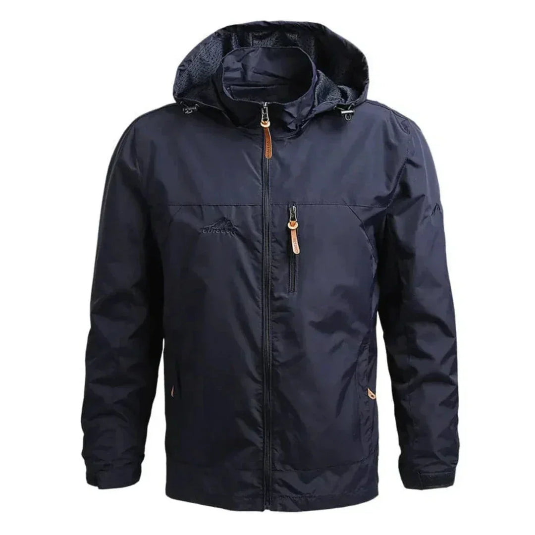 "Wetterfeste sportliche Herrenjacke mit modernem Design, ideal für Herbst/Winter, in minimalistischer Optik."