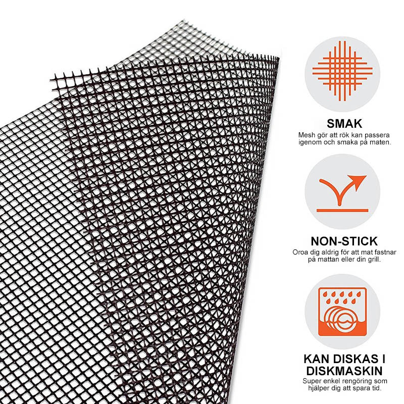 "Wiederverwendbare Grillmatte aus hitzebeständigem Netz zum sauberen und einfachen Grillen, schützend und flexibel."