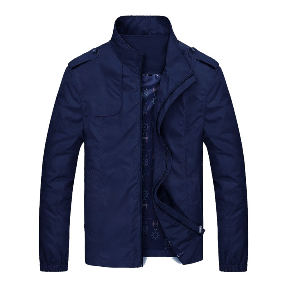 Winddichte Herrenjacke mit Reißverschluss in modernem Design, ideal für Outdoor-Aktivitäten und verschiedene Anlässe.
