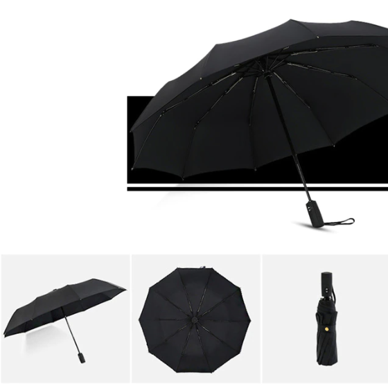"Winddichter Sturmregenschirm in Rot, robustes Design für Damen, hält starkem Wind stand, handlich und kompakt."