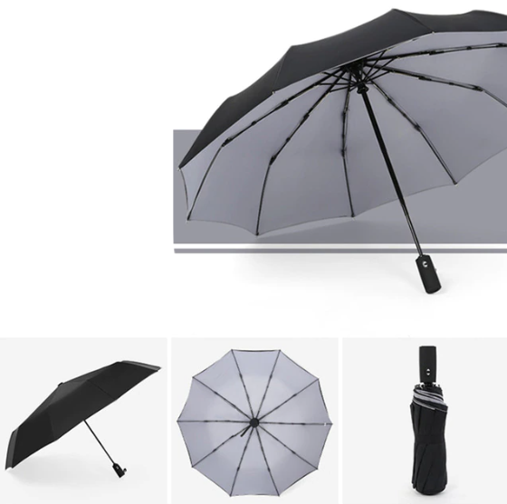 "Winddichter Sturmregenschirm in Rot, robustes Design für Damen, hält starkem Wind stand, handlich und kompakt."