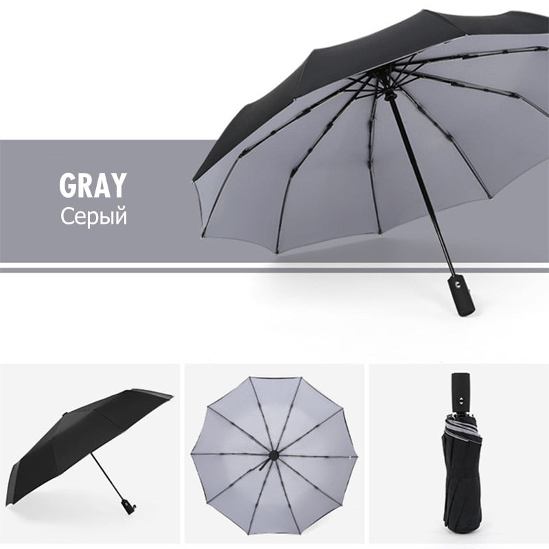 "Winddichter Sturmregenschirm in Rot, robustes Design für Damen, hält starkem Wind stand, handlich und kompakt."