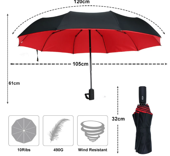 Winddichter Sturmregenschirm: Robuste Konstruktion, schwarze Windresistenz, leicht zu tragen, ideal für Regenwetter.