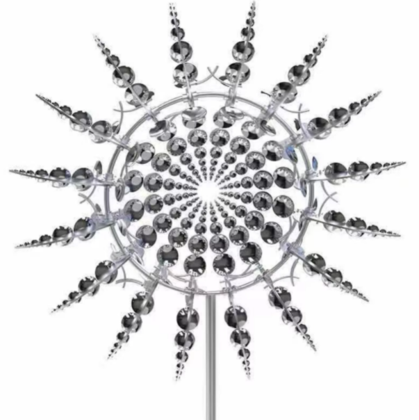 "Windmühle aus Metall, zweifache Bewegung, ästhetische Gartendekoration, robust, für stimmungsvolle Gartenakzente."