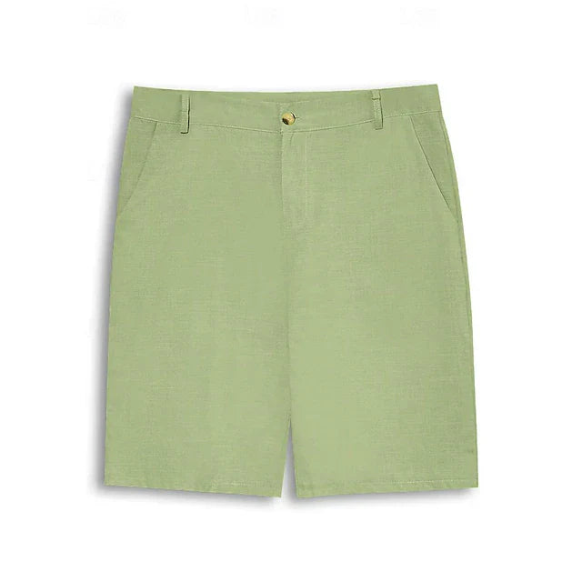 "Winston Leinen-Shorts, braun, lässiges klassisches Design, luftige Sommermode für Herren, mittlere Taille, unifarben."