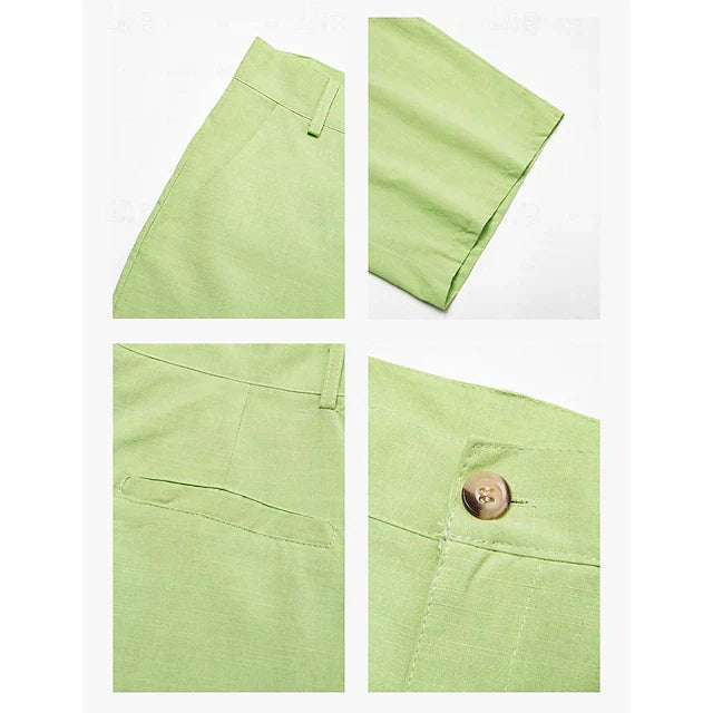 "Winston Leinen-Shorts, braun, lässiges klassisches Design, luftige Sommermode für Herren, mittlere Taille, unifarben."