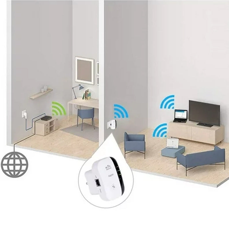 "WLAN Signalverstärker, kompakt, mit hoher Reichweite und Geschwindigkeit, ideal für Zuhause oder Büro, optimiertes WLAN"
