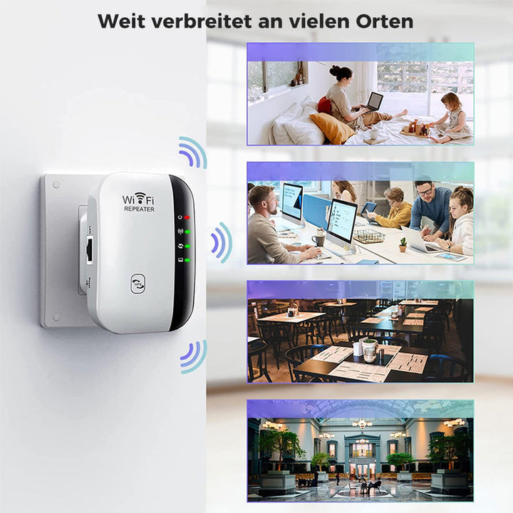 "WLAN Signalverstärker, kompakt, mit hoher Reichweite und Geschwindigkeit, ideal für Zuhause oder Büro, optimiertes WLAN"