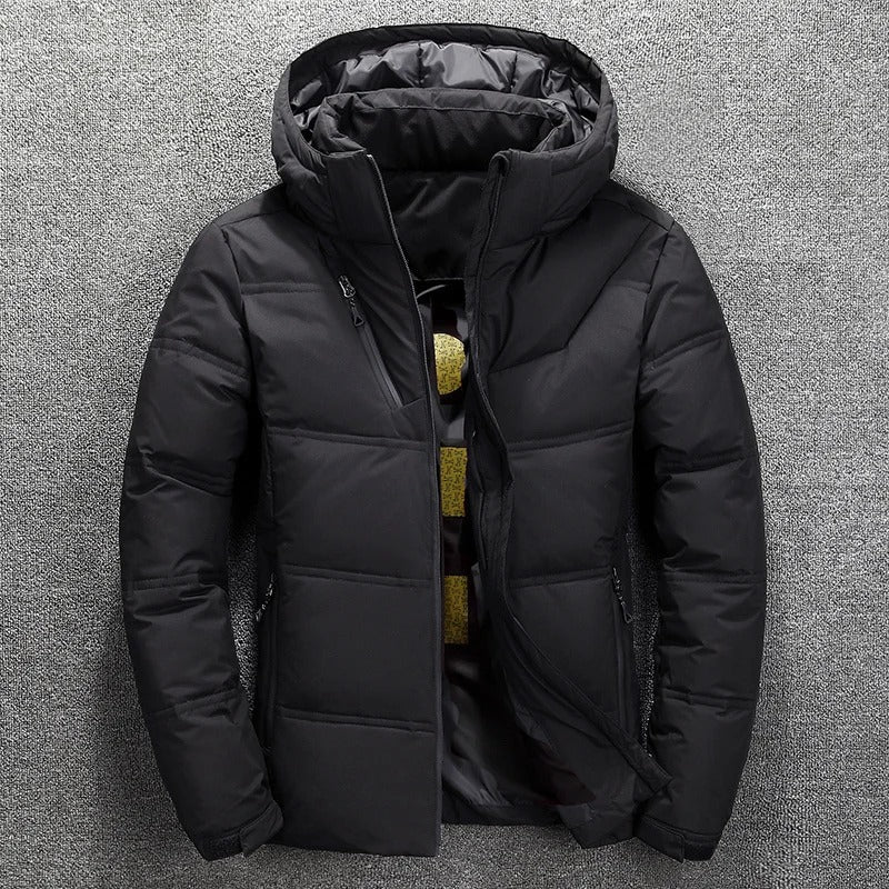 "Wulfin Herren Winterjacke, Schwarz, Puffer-Stil, warme Daunenjacke für kalte Tage, modisch und funktionell."