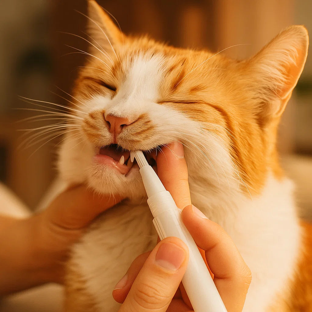 "Zahnpflege Stift für Katzen, reduziert Plaque, sanfte Anwendung, natürliche Inhaltsstoffe, optimiert Mundhygiene."