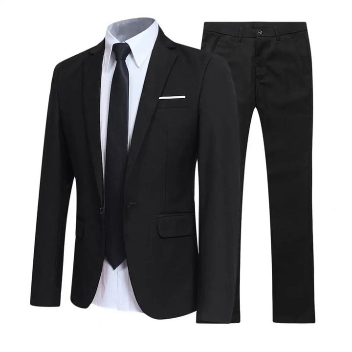 Zweiteiliger, eleganter Herrenanzug für Hochzeitsgäste, schmal geschnitten mit atmungsaktivem Stoff, ideal für Sommeranlässe.