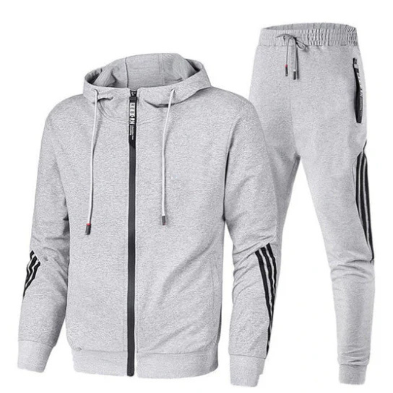 Zweiteiliges Trainingsset für Herren in schlanker Passform, ideal für Sport und Freizeit, mit vielseitigen Taschen.
