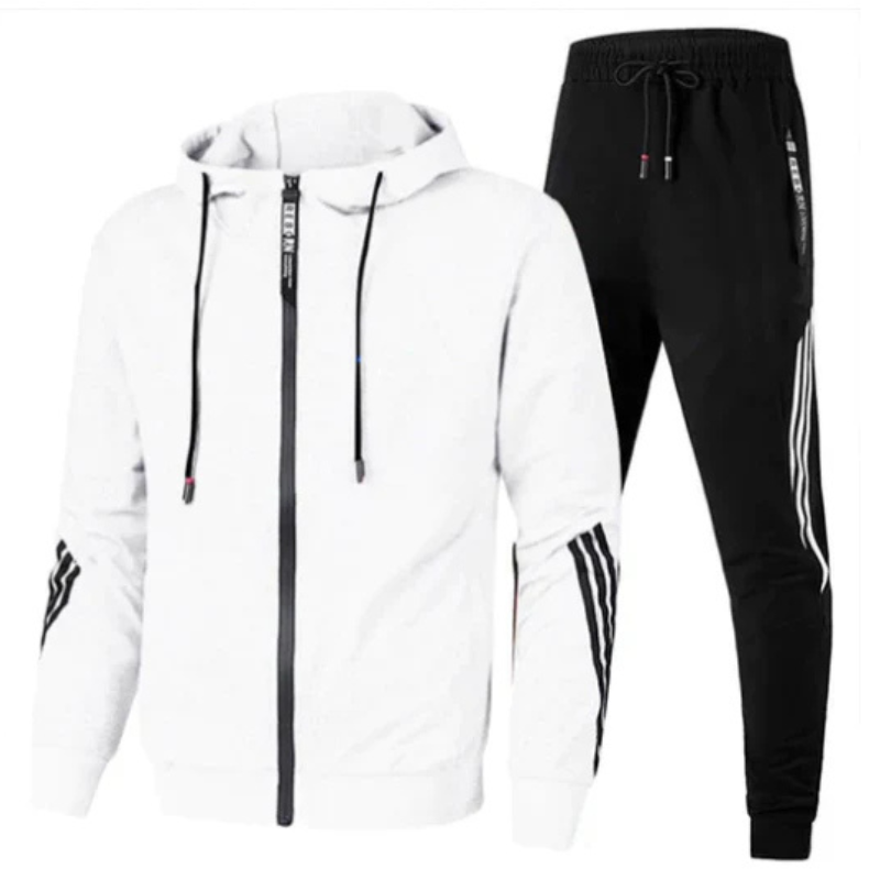 Zweiteiliges Trainingsset für Herren in schlanker Passform, ideal für Sport und Freizeit, mit vielseitigen Taschen.