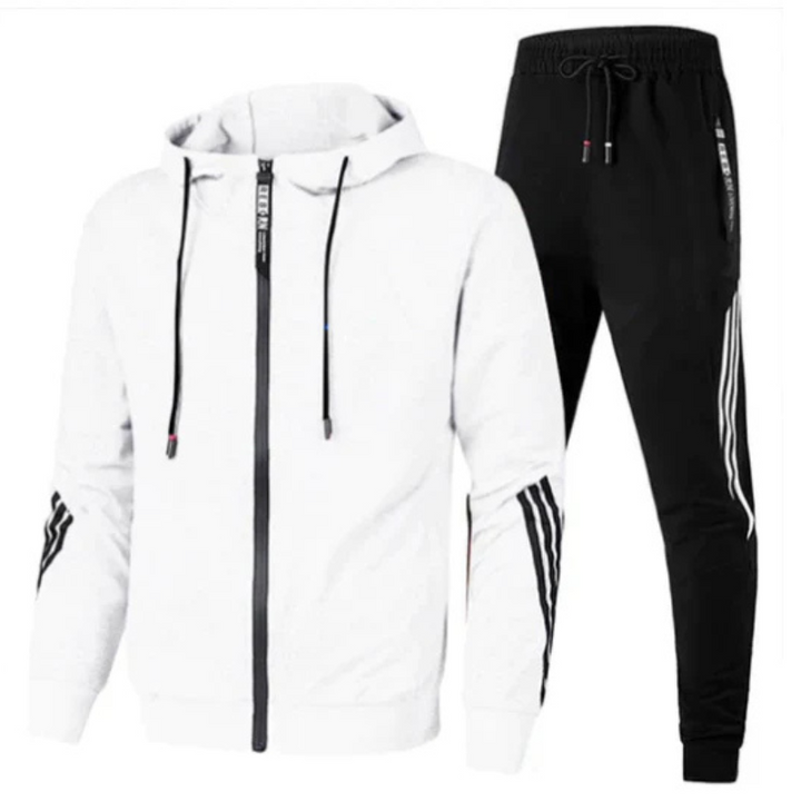 Zweiteiliges Trainingsset für Herren in schlanker Passform, ideal für Sport und Freizeit, mit vielseitigen Taschen.