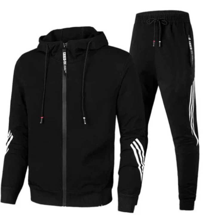 Zweiteiliges Trainingsset für Herren in schlanker Passform, ideal für Sport und Freizeit, mit vielseitigen Taschen.