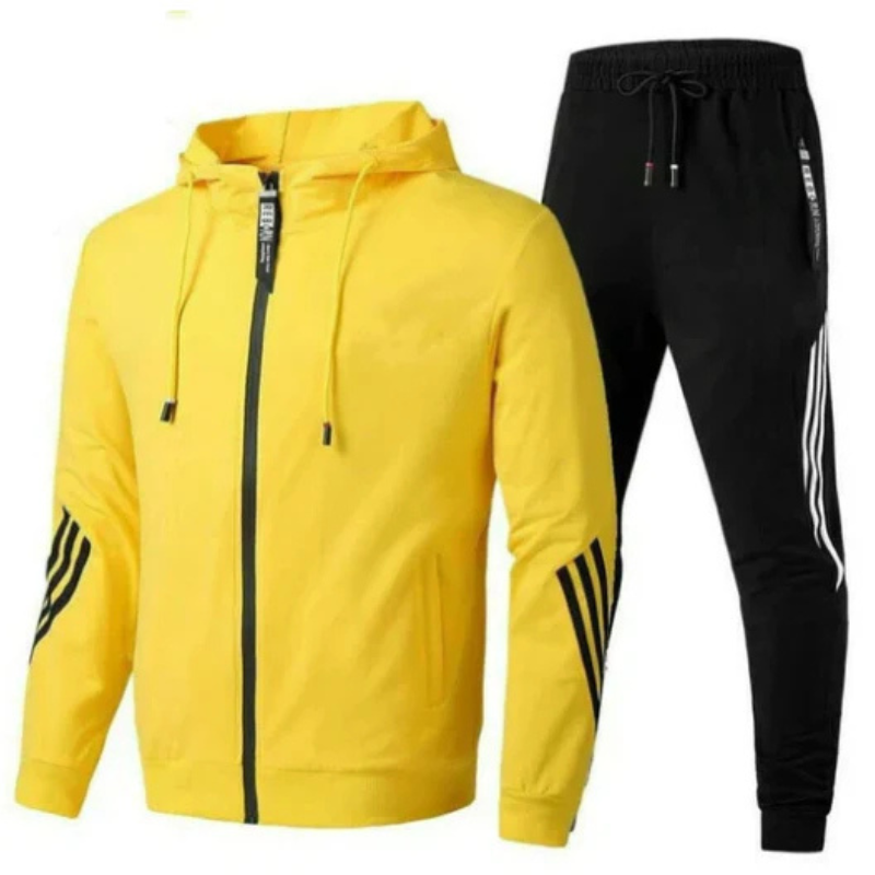 Zweiteiliges Trainingsset für Herren in schlanker Passform, ideal für Sport und Freizeit, mit vielseitigen Taschen.