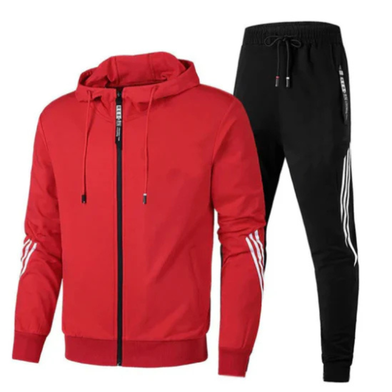Zweiteiliges Trainingsset für Herren in schlanker Passform, ideal für Sport und Freizeit, mit vielseitigen Taschen.
