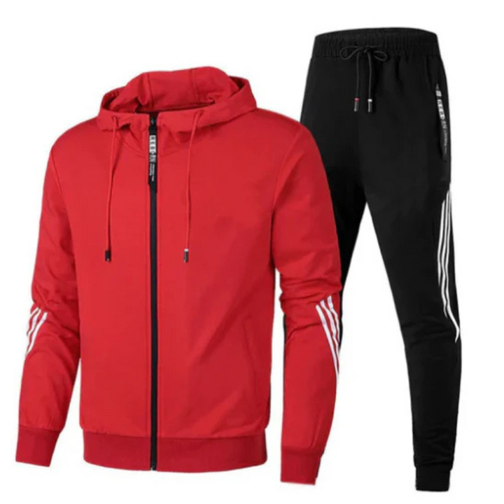 Zweiteiliges Trainingsset für Herren in schlanker Passform, ideal für Sport und Freizeit, mit vielseitigen Taschen.